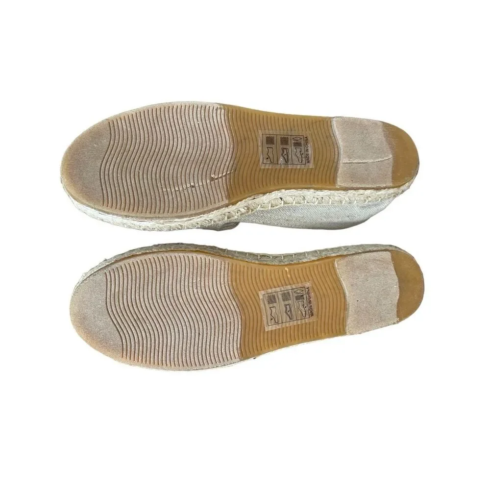 Soludos White Canvas Eye Embroidered Espadrilles
